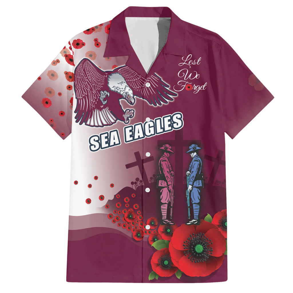Custom Sea Eagle Rugby ANZAC Hawaiian Shirt The Military Soldiers with Red Poppy