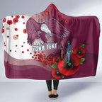 Custom Sea Eagle Rugby ANZAC Hooded Blanket The Military Soldiers with Red Poppy