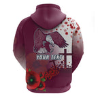 Custom Sea Eagle Rugby ANZAC Hoodie The Military Soldiers with Red Poppy