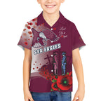Custom Sea Eagle Rugby ANZAC Kid Hawaiian Shirt The Military Soldiers with Red Poppy