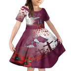Custom Sea Eagle Rugby ANZAC Kid Short Sleeve Dress The Military Soldiers with Red Poppy