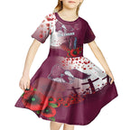 Custom Sea Eagle Rugby ANZAC Kid Short Sleeve Dress The Military Soldiers with Red Poppy