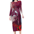 Custom Sea Eagle Rugby ANZAC Long Sleeve Bodycon Dress The Military Soldiers with Red Poppy