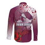 Custom Sea Eagle Rugby ANZAC Long Sleeve Button Shirt The Military Soldiers with Red Poppy