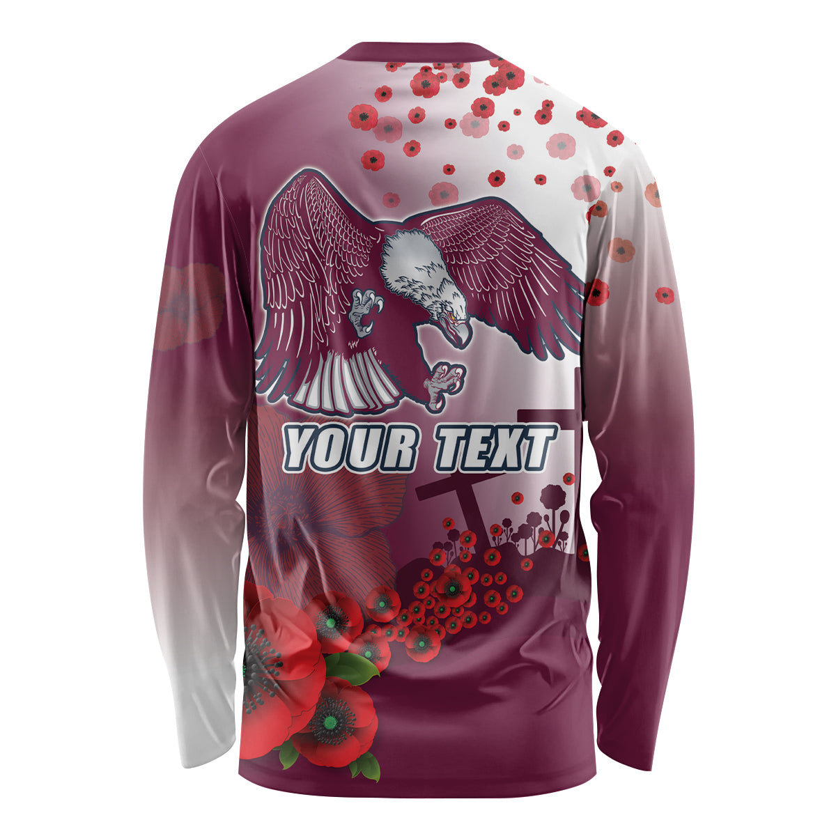 Custom Sea Eagle Rugby ANZAC Long Sleeve Shirt The Military Soldiers with Red Poppy