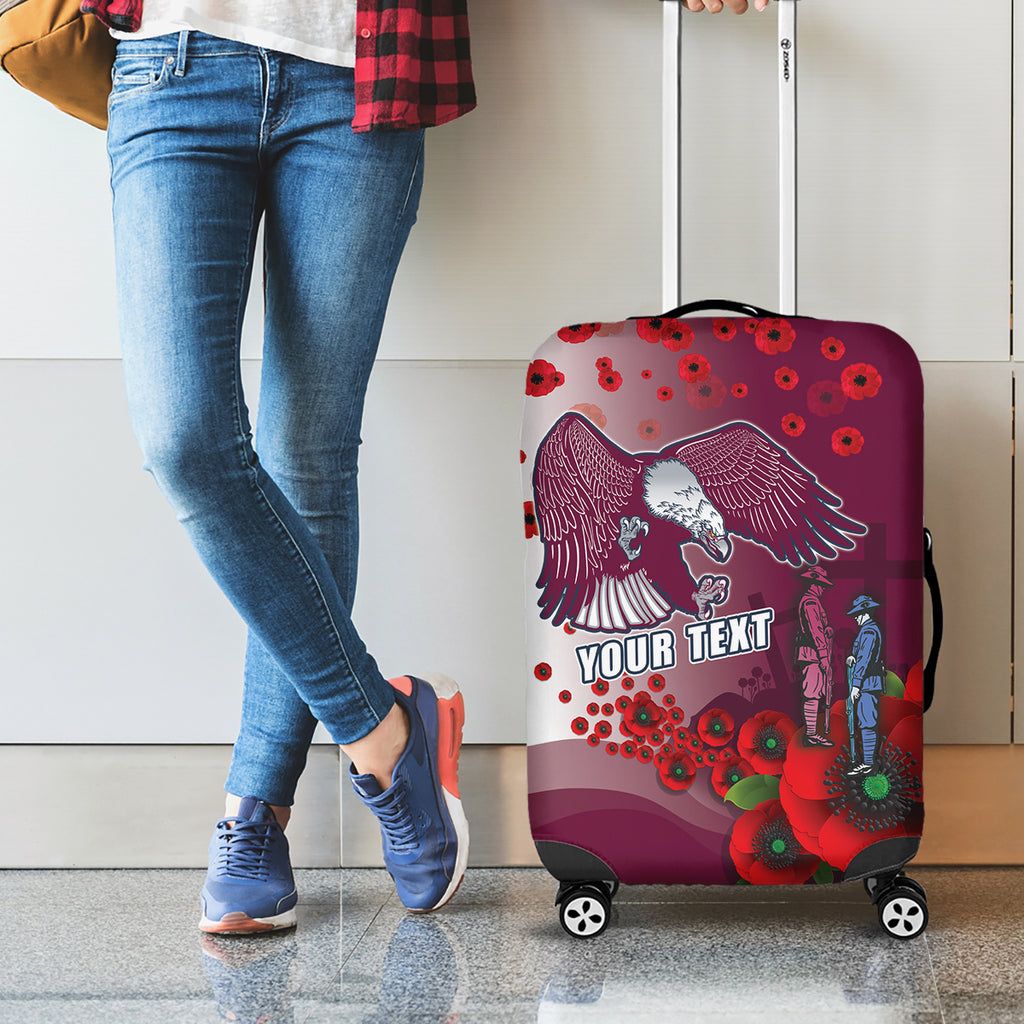 Custom Sea Eagle Rugby ANZAC Luggage Cover The Military Soldiers with Red Poppy