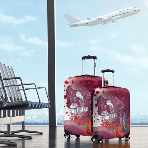 Custom Sea Eagle Rugby ANZAC Luggage Cover The Military Soldiers with Red Poppy