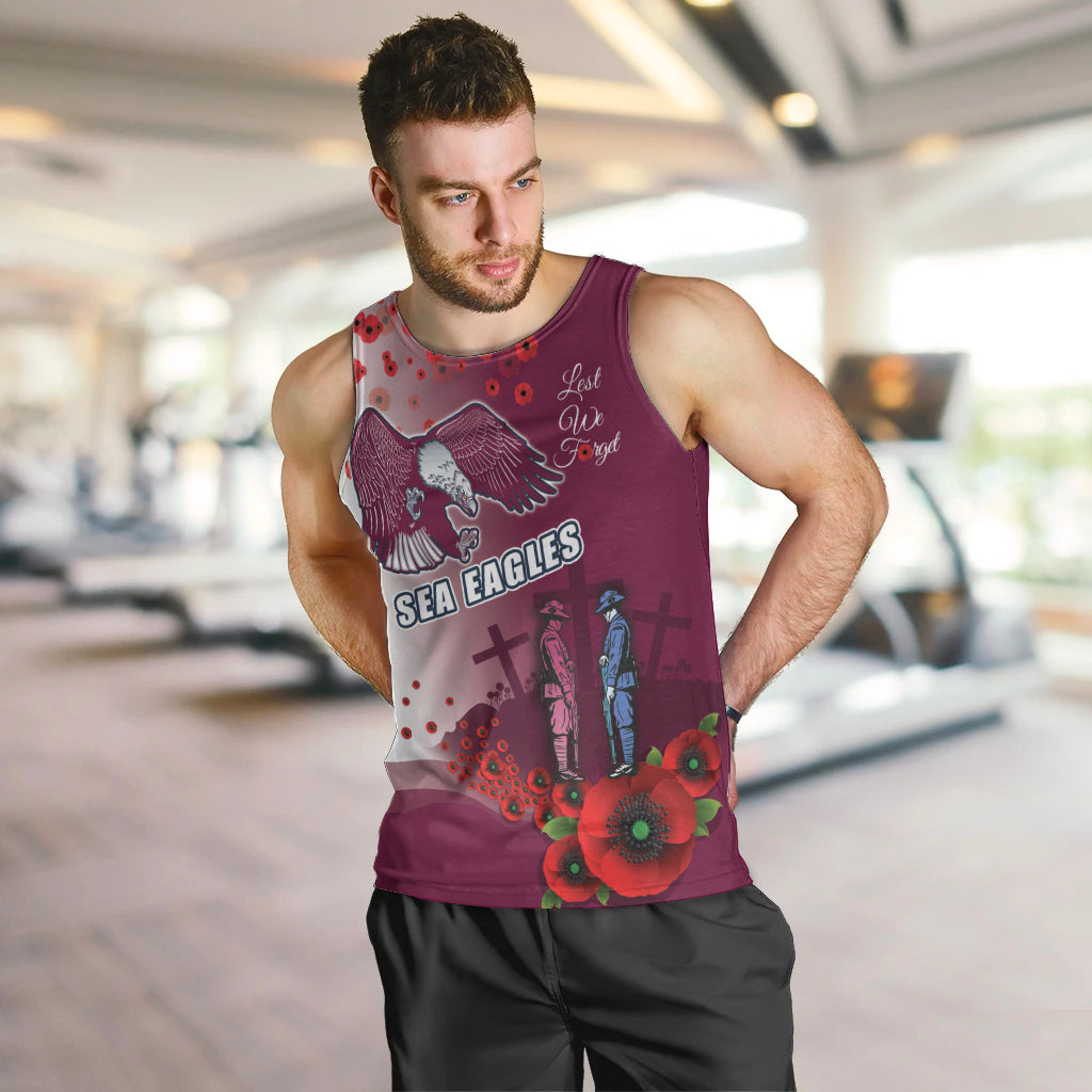 Custom Sea Eagle Rugby ANZAC Men Tank Top The Military Soldiers with Red Poppy