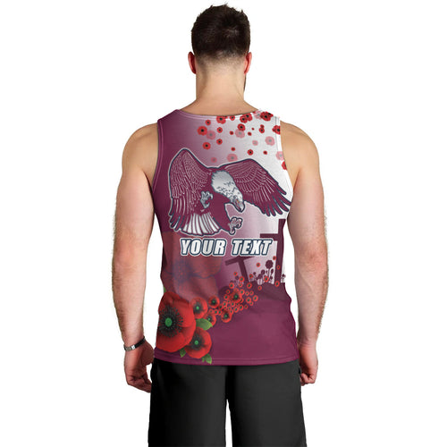 Custom Sea Eagle Rugby ANZAC Men Tank Top The Military Soldiers with Red Poppy