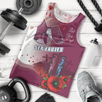 Custom Sea Eagle Rugby ANZAC Men Tank Top The Military Soldiers with Red Poppy