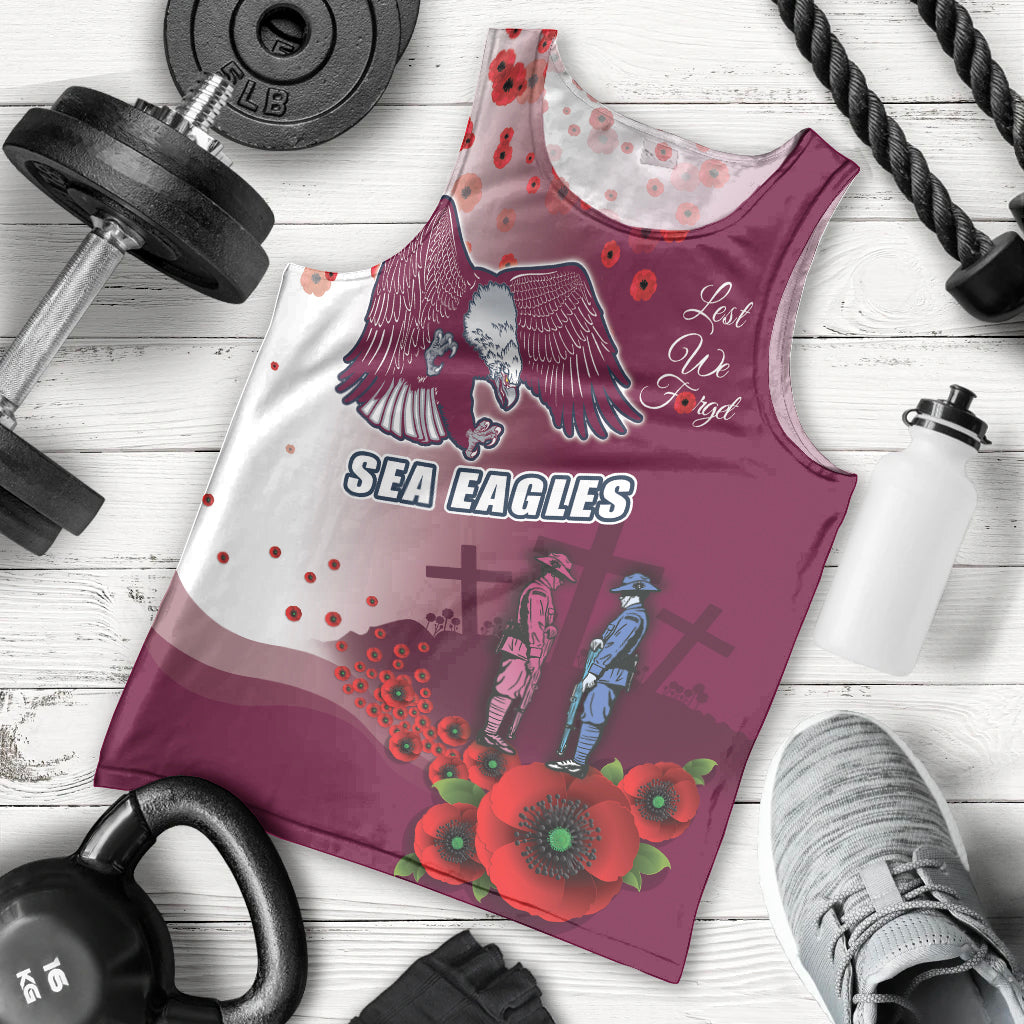 Custom Sea Eagle Rugby ANZAC Men Tank Top The Military Soldiers with Red Poppy