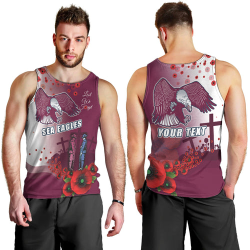 Custom Sea Eagle Rugby ANZAC Men Tank Top The Military Soldiers with Red Poppy