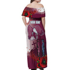Custom Sea Eagle Rugby ANZAC Off Shoulder Maxi Dress The Military Soldiers with Red Poppy