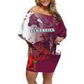 Custom Sea Eagle Rugby ANZAC Off Shoulder Short Dress The Military Soldiers with Red Poppy