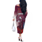 Custom Sea Eagle Rugby ANZAC Off The Shoulder Long Sleeve Dress The Military Soldiers with Red Poppy