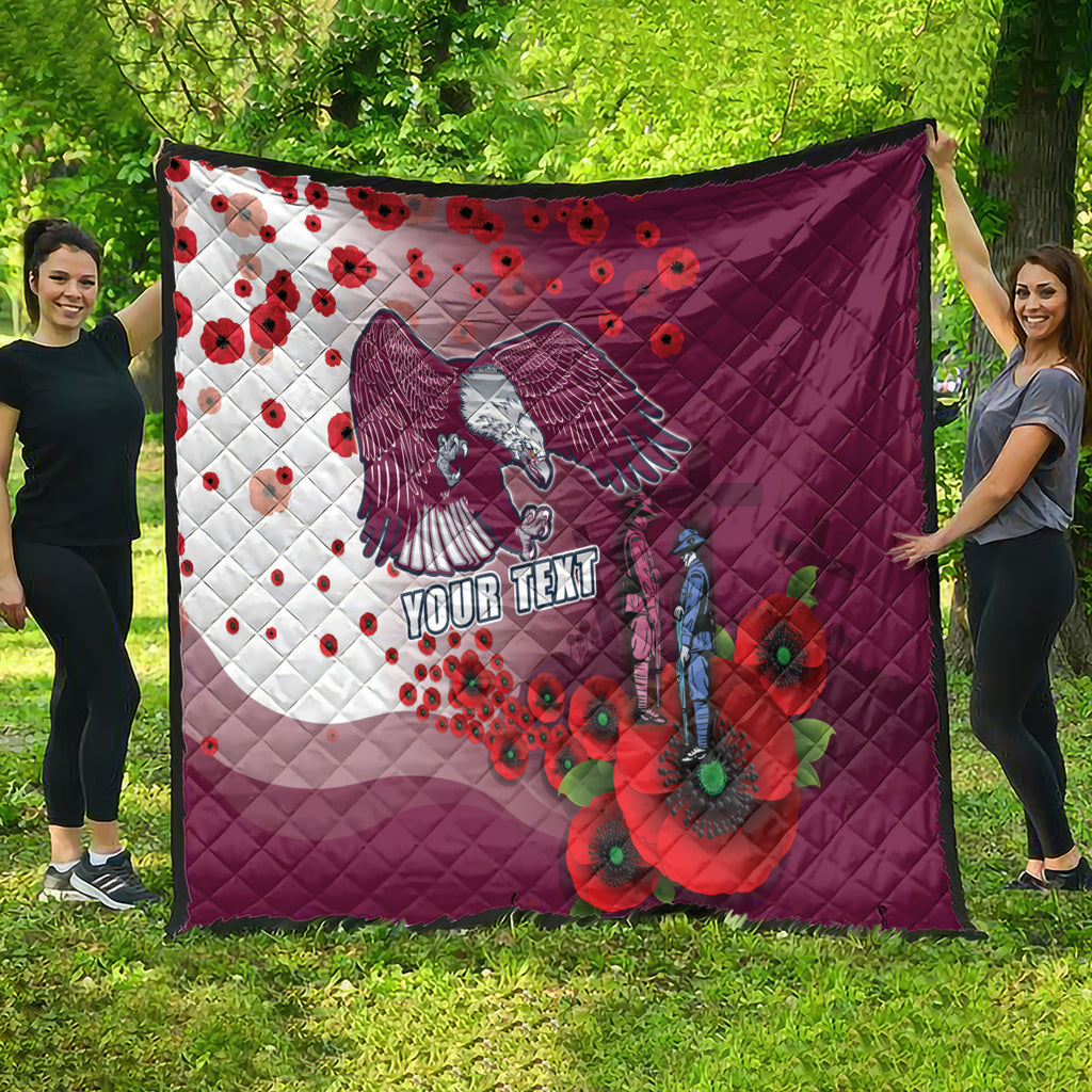 Custom Sea Eagle Rugby ANZAC Quilt The Military Soldiers with Red Poppy