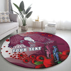 Custom Sea Eagle Rugby ANZAC Round Carpet The Military Soldiers with Red Poppy