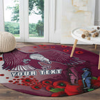 Custom Sea Eagle Rugby ANZAC Round Carpet The Military Soldiers with Red Poppy