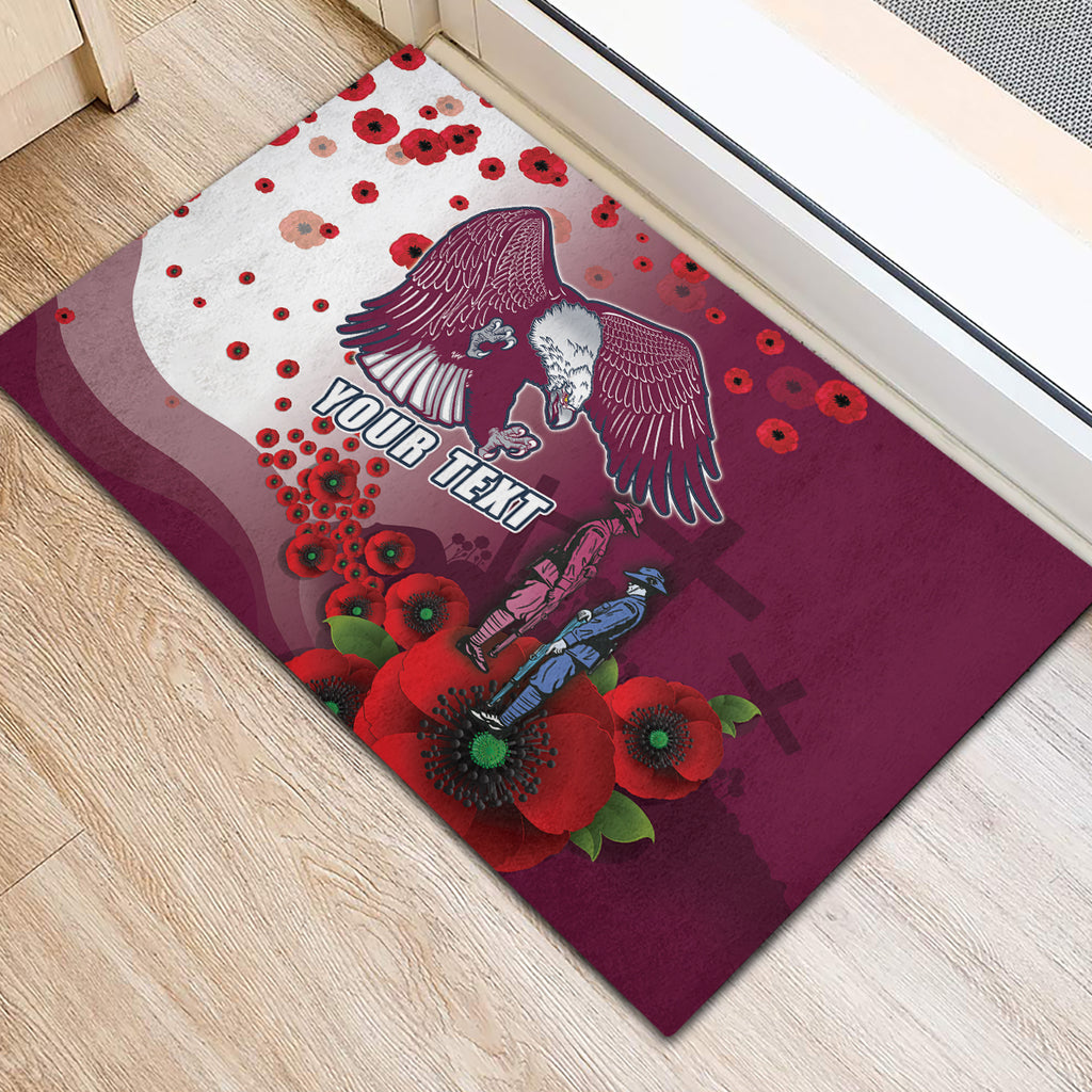 Custom Sea Eagle Rugby ANZAC Rubber Doormat The Military Soldiers with Red Poppy
