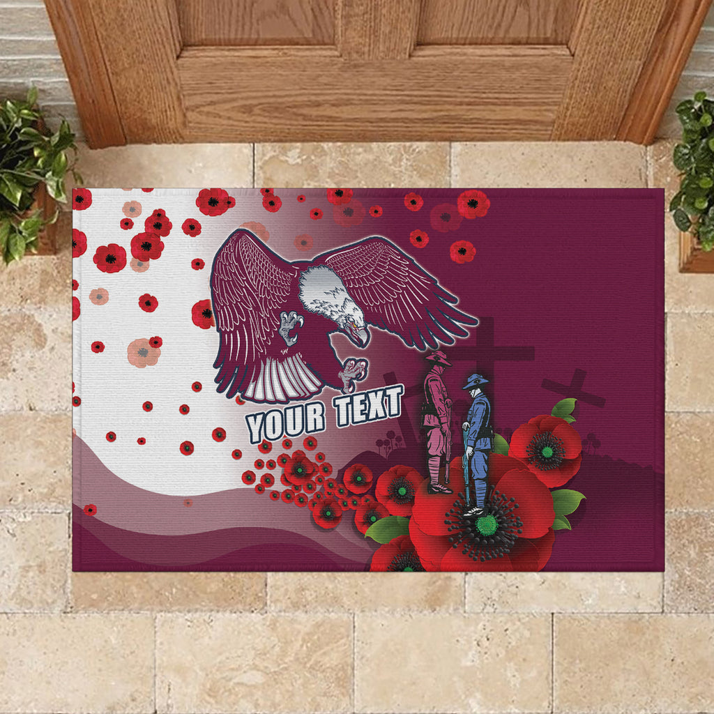 Custom Sea Eagle Rugby ANZAC Rubber Doormat The Military Soldiers with Red Poppy