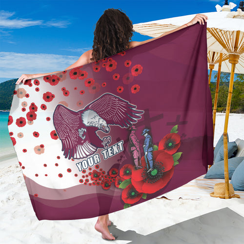 Custom Sea Eagle Rugby ANZAC Sarong The Military Soldiers with Red Poppy