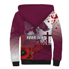 Custom Sea Eagle Rugby ANZAC Sherpa Hoodie The Military Soldiers with Red Poppy