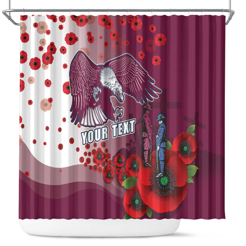 Custom Sea Eagle Rugby ANZAC Shower Curtain The Military Soldiers with Red Poppy