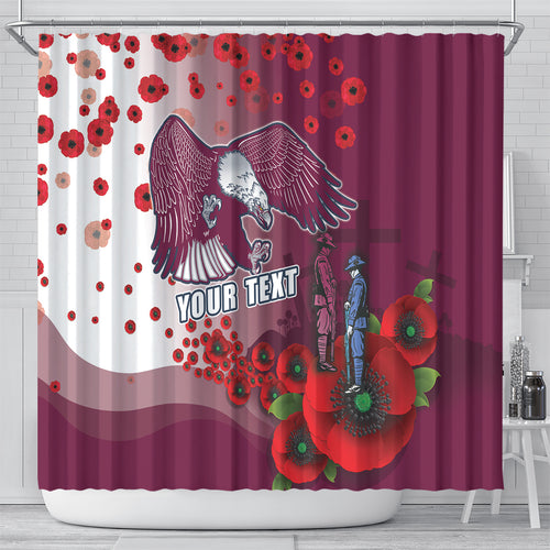 Custom Sea Eagle Rugby ANZAC Shower Curtain The Military Soldiers with Red Poppy