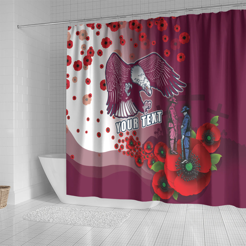 Custom Sea Eagle Rugby ANZAC Shower Curtain The Military Soldiers with Red Poppy