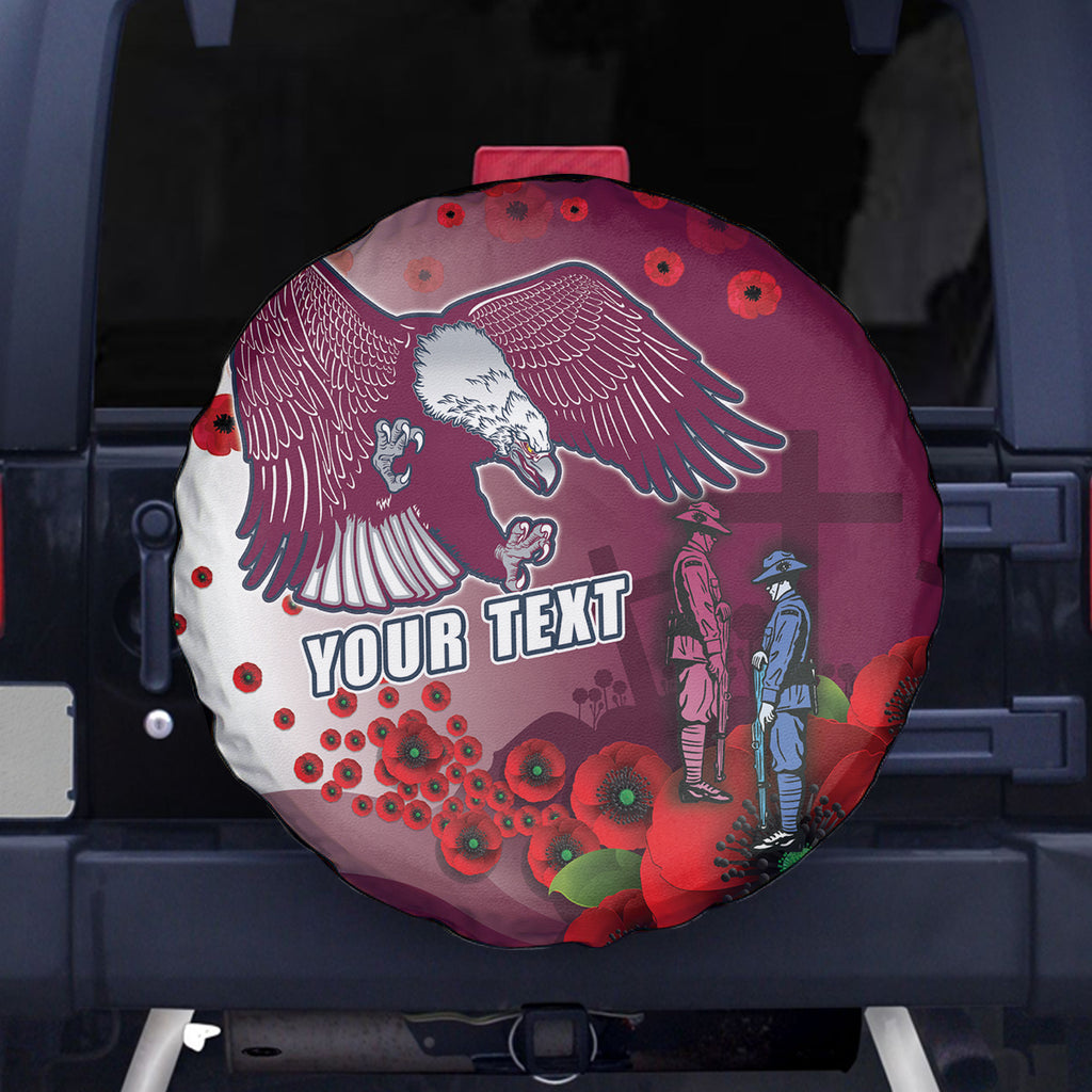 Custom Sea Eagle Rugby ANZAC Spare Tire Cover The Military Soldiers with Red Poppy