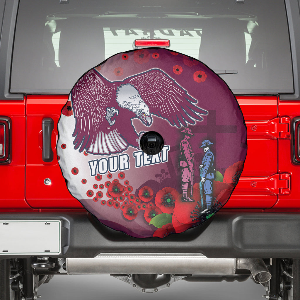 Custom Sea Eagle Rugby ANZAC Spare Tire Cover The Military Soldiers with Red Poppy
