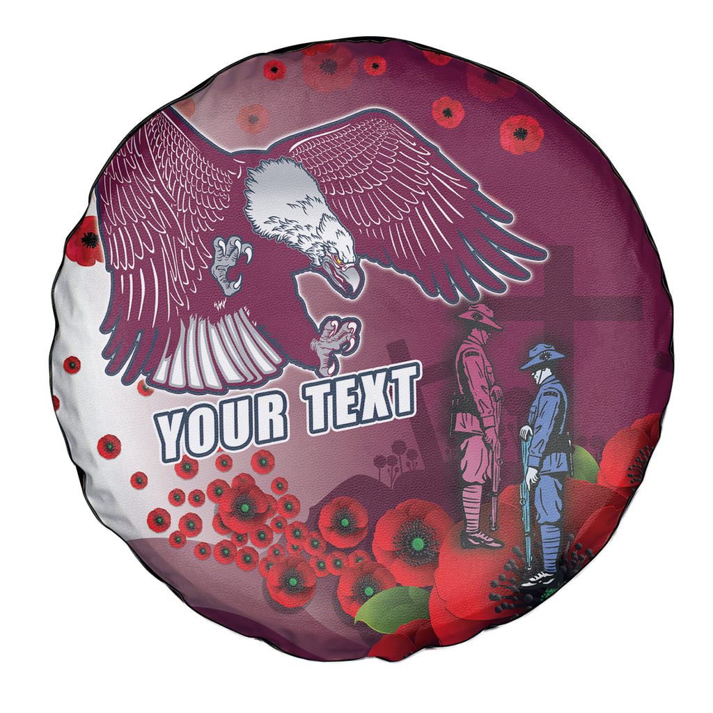 Custom Sea Eagle Rugby ANZAC Spare Tire Cover The Military Soldiers with Red Poppy