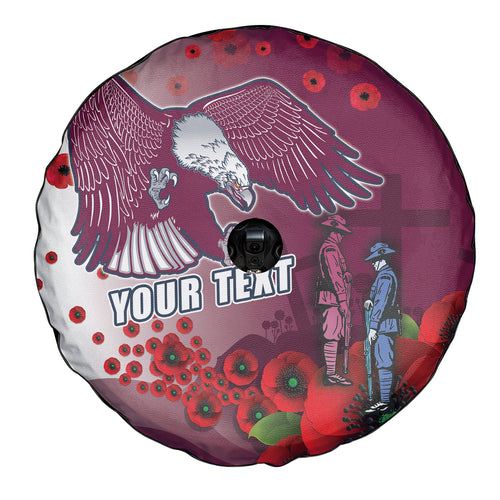Custom Sea Eagle Rugby ANZAC Spare Tire Cover The Military Soldiers with Red Poppy