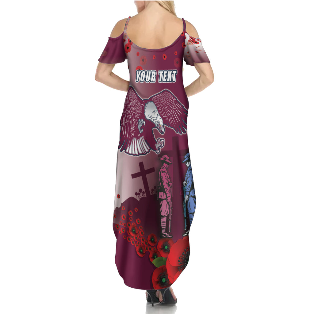 Custom Sea Eagle Rugby ANZAC Summer Maxi Dress The Military Soldiers with Red Poppy