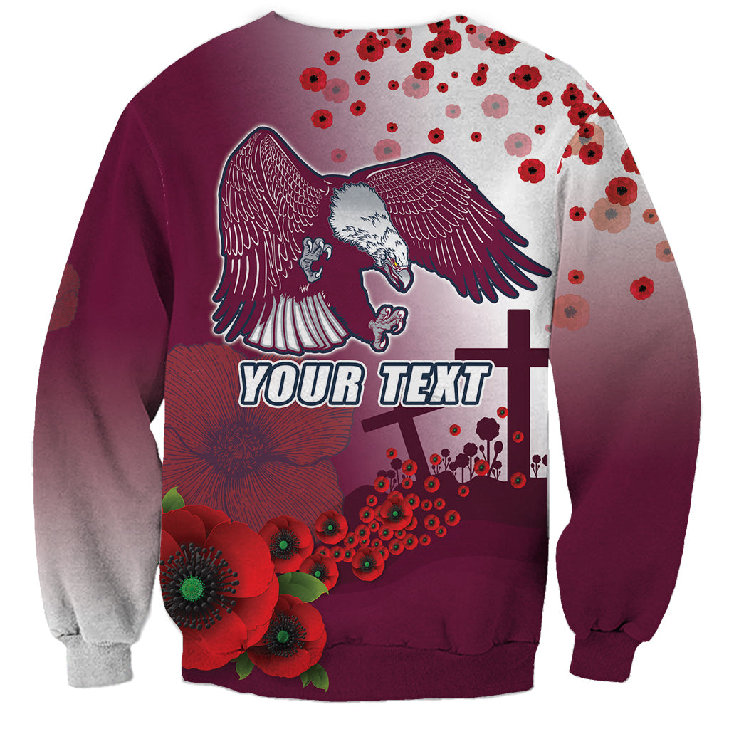 Custom Sea Eagle Rugby ANZAC Sweatshirt The Military Soldiers with Red Poppy