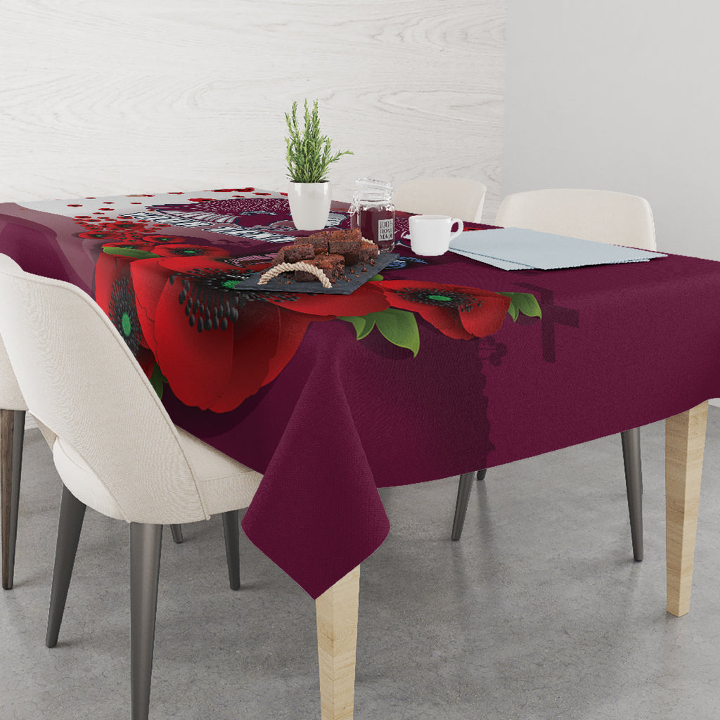 Custom Sea Eagle Rugby ANZAC Tablecloth The Military Soldiers with Red Poppy