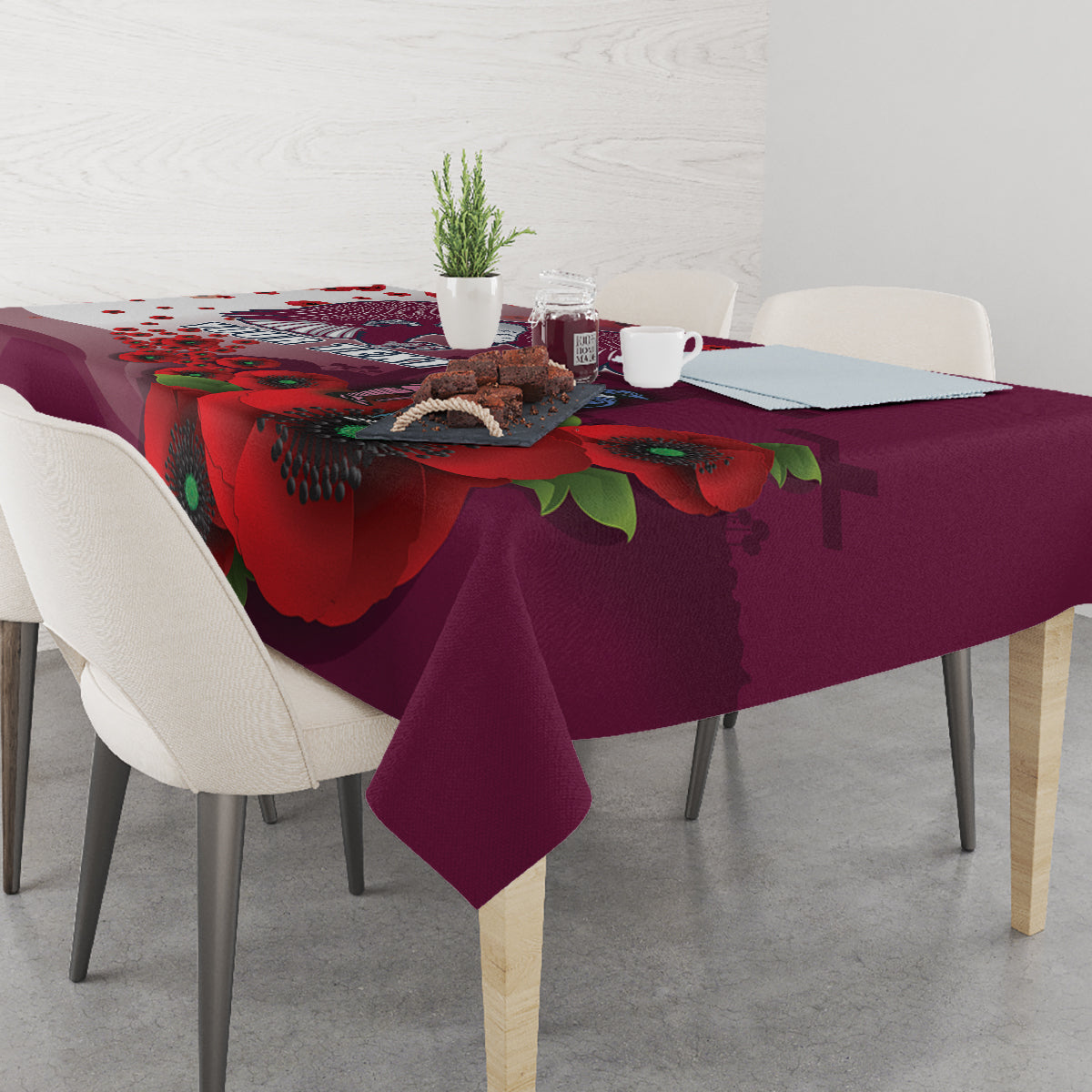 Custom Sea Eagle Rugby ANZAC Tablecloth The Military Soldiers with Red Poppy