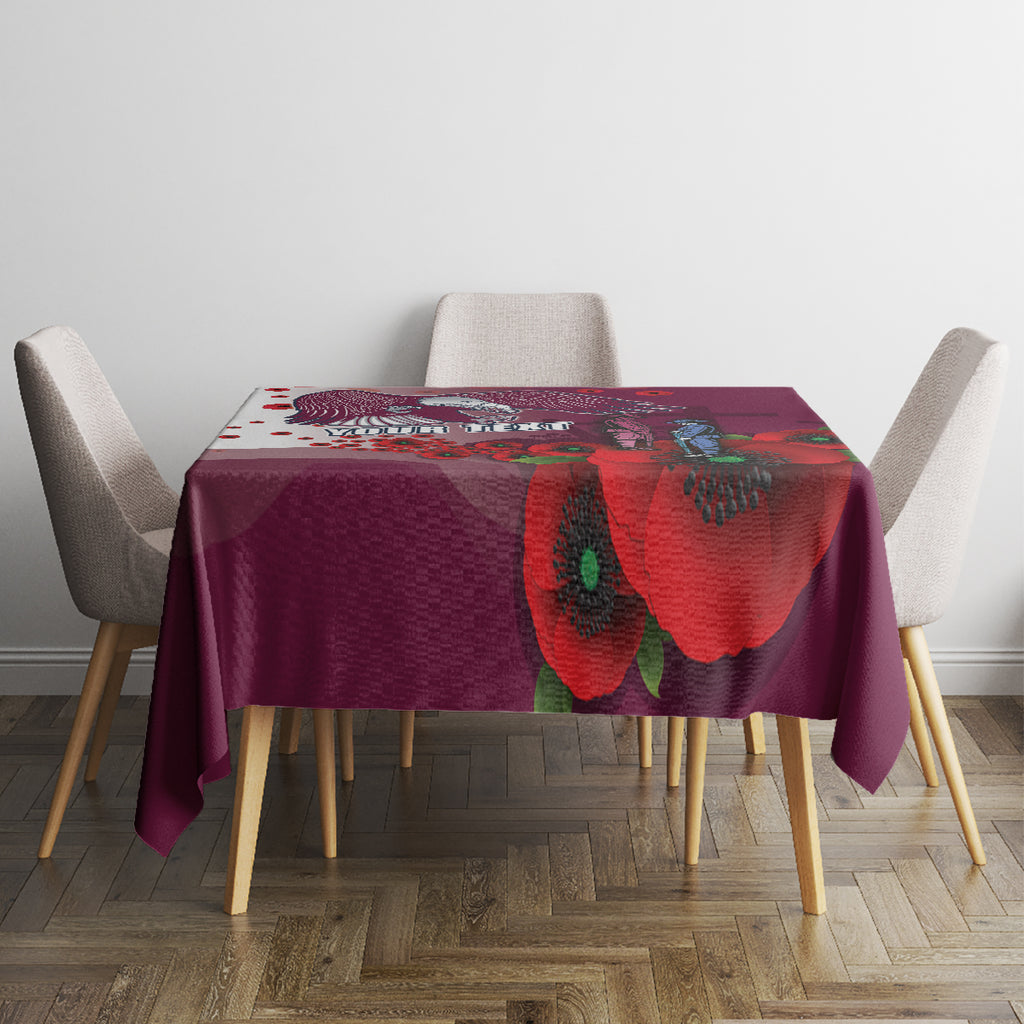 Custom Sea Eagle Rugby ANZAC Tablecloth The Military Soldiers with Red Poppy