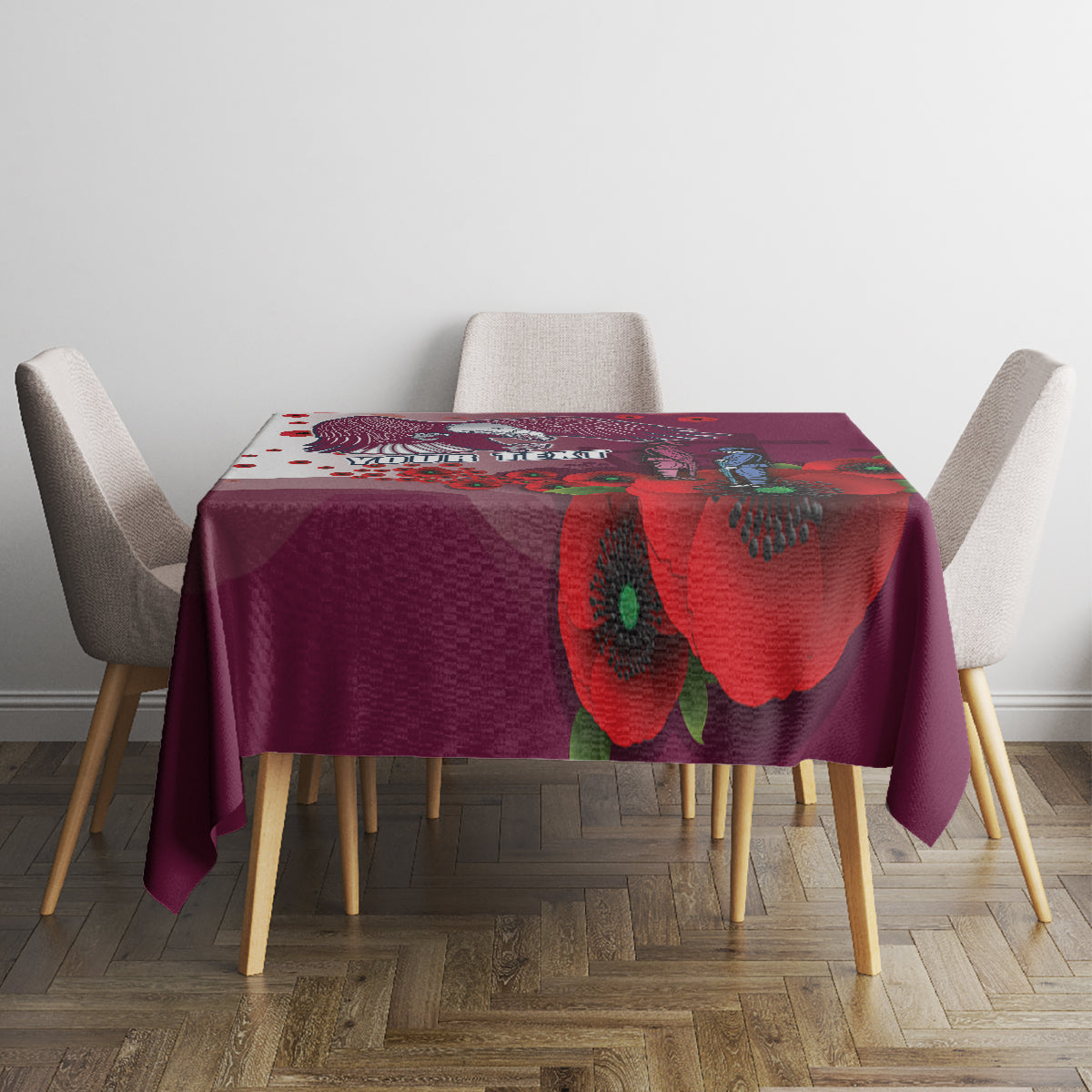 Custom Sea Eagle Rugby ANZAC Tablecloth The Military Soldiers with Red Poppy