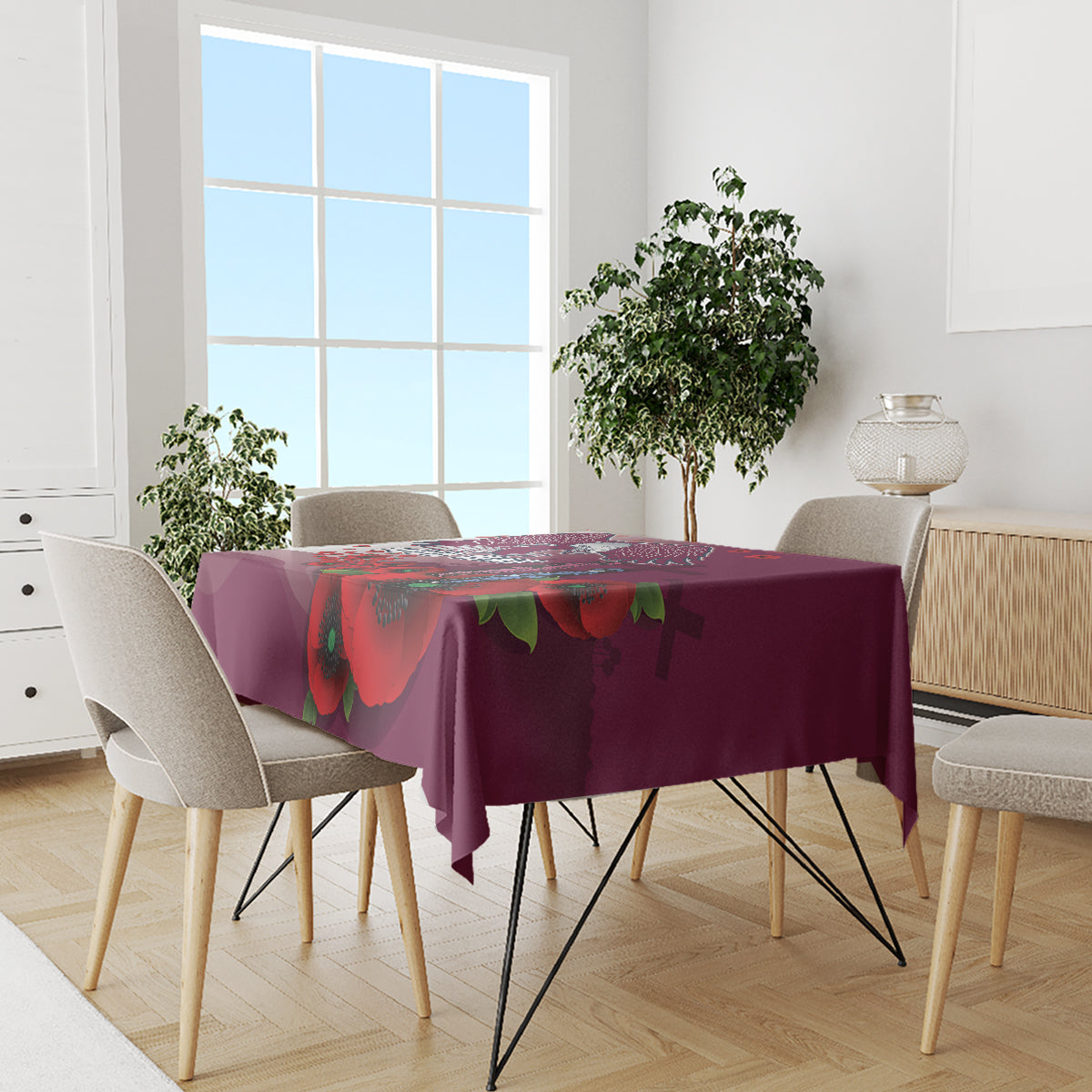 Custom Sea Eagle Rugby ANZAC Tablecloth The Military Soldiers with Red Poppy