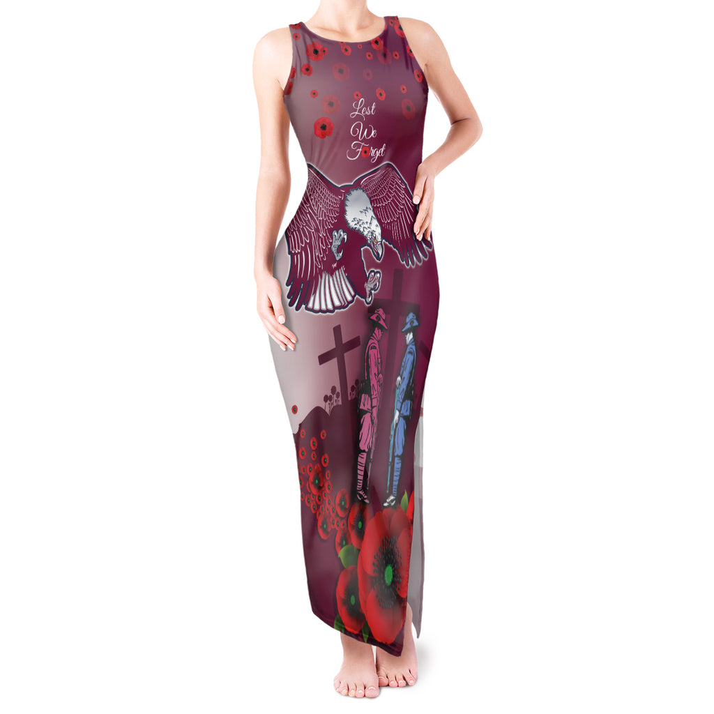 Custom Sea Eagle Rugby ANZAC Tank Maxi Dress The Military Soldiers with Red Poppy
