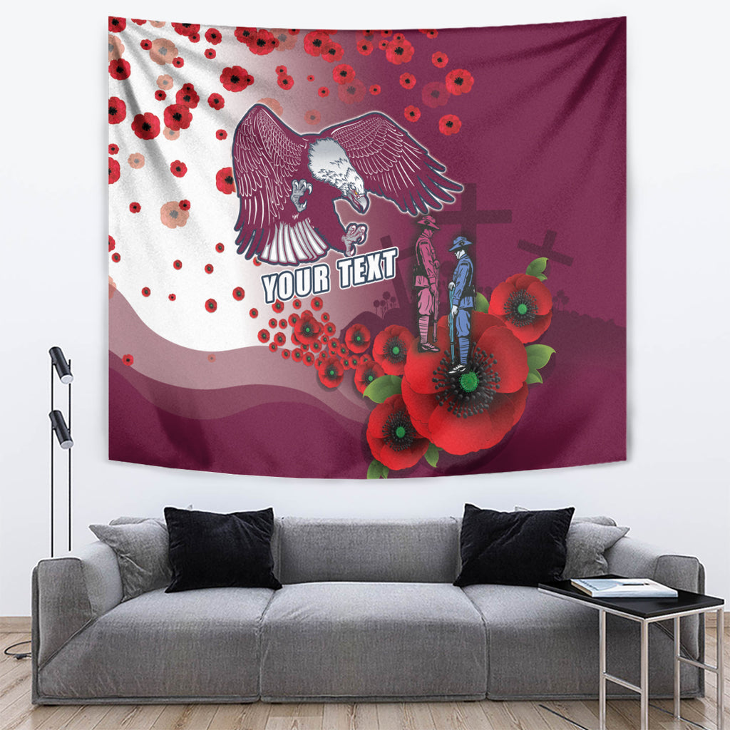 Custom Sea Eagle Rugby ANZAC Tapestry The Military Soldiers with Red Poppy