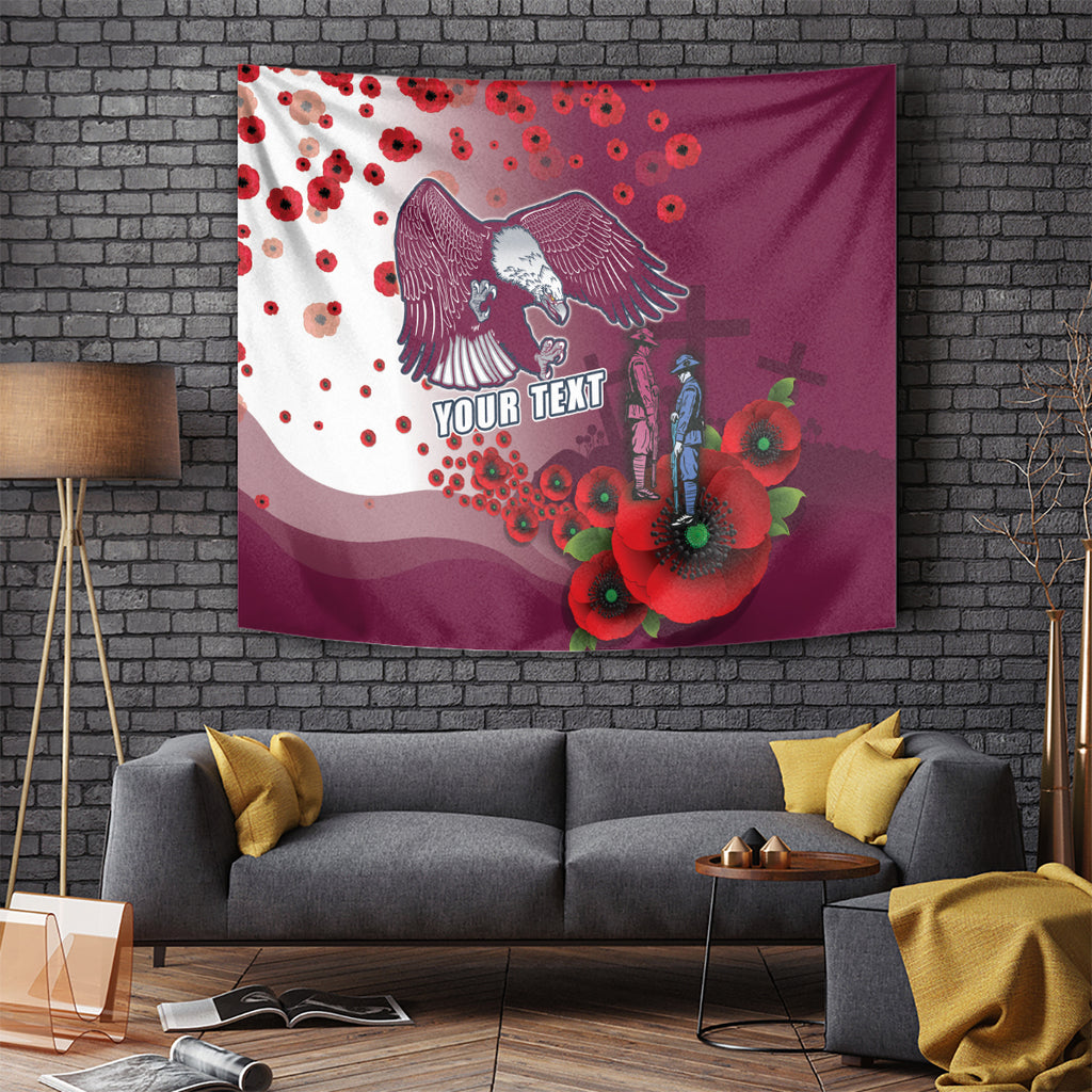 Custom Sea Eagle Rugby ANZAC Tapestry The Military Soldiers with Red Poppy