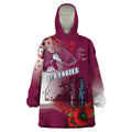 Custom Sea Eagle Rugby ANZAC Wearable Blanket Hoodie The Military Soldiers with Red Poppy
