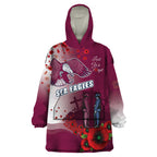 Custom Sea Eagle Rugby ANZAC Wearable Blanket Hoodie The Military Soldiers with Red Poppy