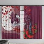 Custom Sea Eagle Rugby ANZAC Window Curtain The Military Soldiers with Red Poppy