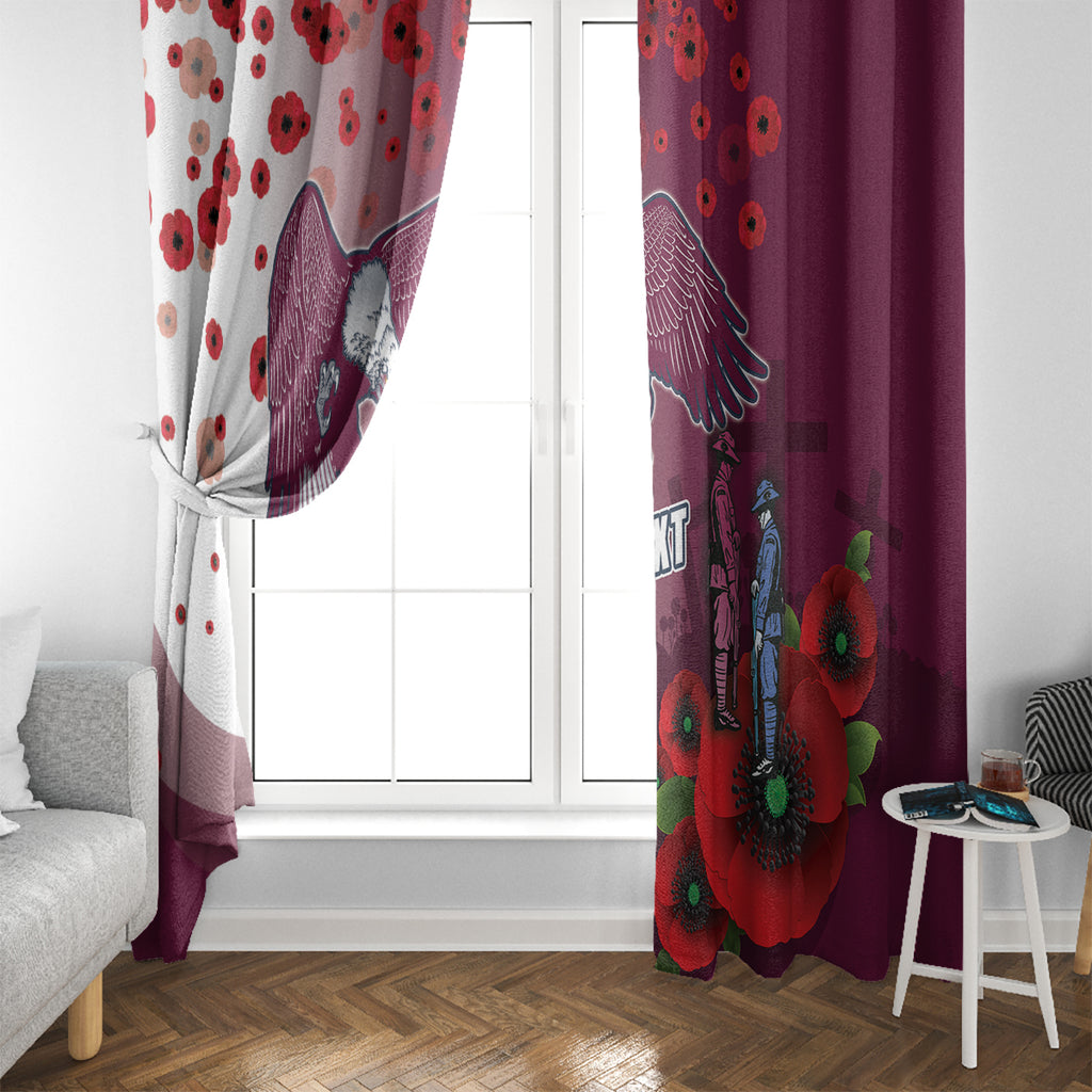 Custom Sea Eagle Rugby ANZAC Window Curtain The Military Soldiers with Red Poppy