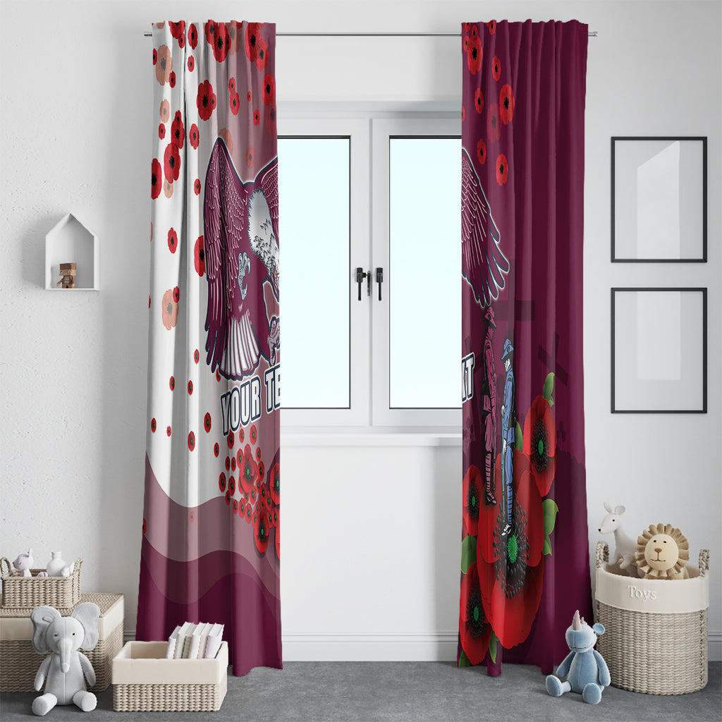 Custom Sea Eagle Rugby ANZAC Window Curtain The Military Soldiers with Red Poppy