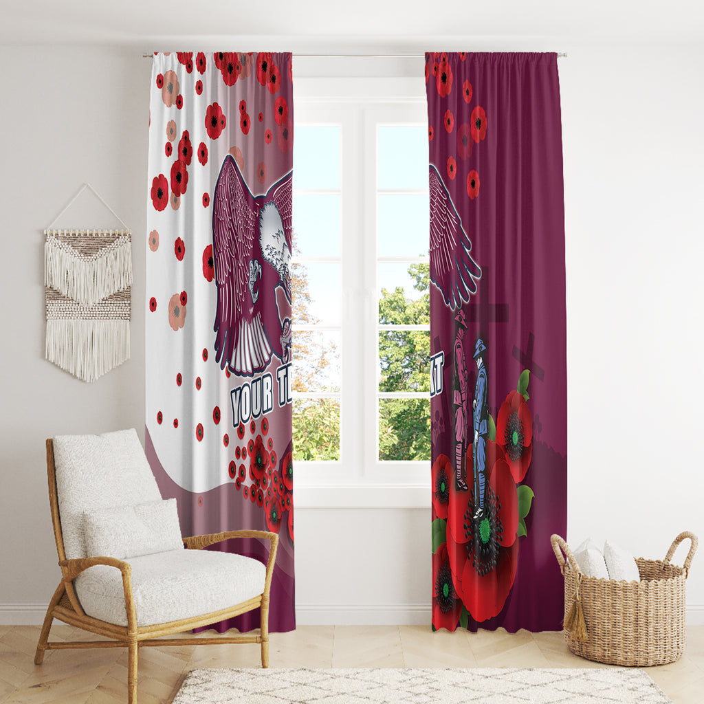 Custom Sea Eagle Rugby ANZAC Window Curtain The Military Soldiers with Red Poppy