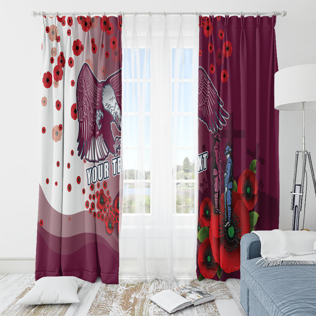 Custom Sea Eagle Rugby ANZAC Window Curtain The Military Soldiers with Red Poppy
